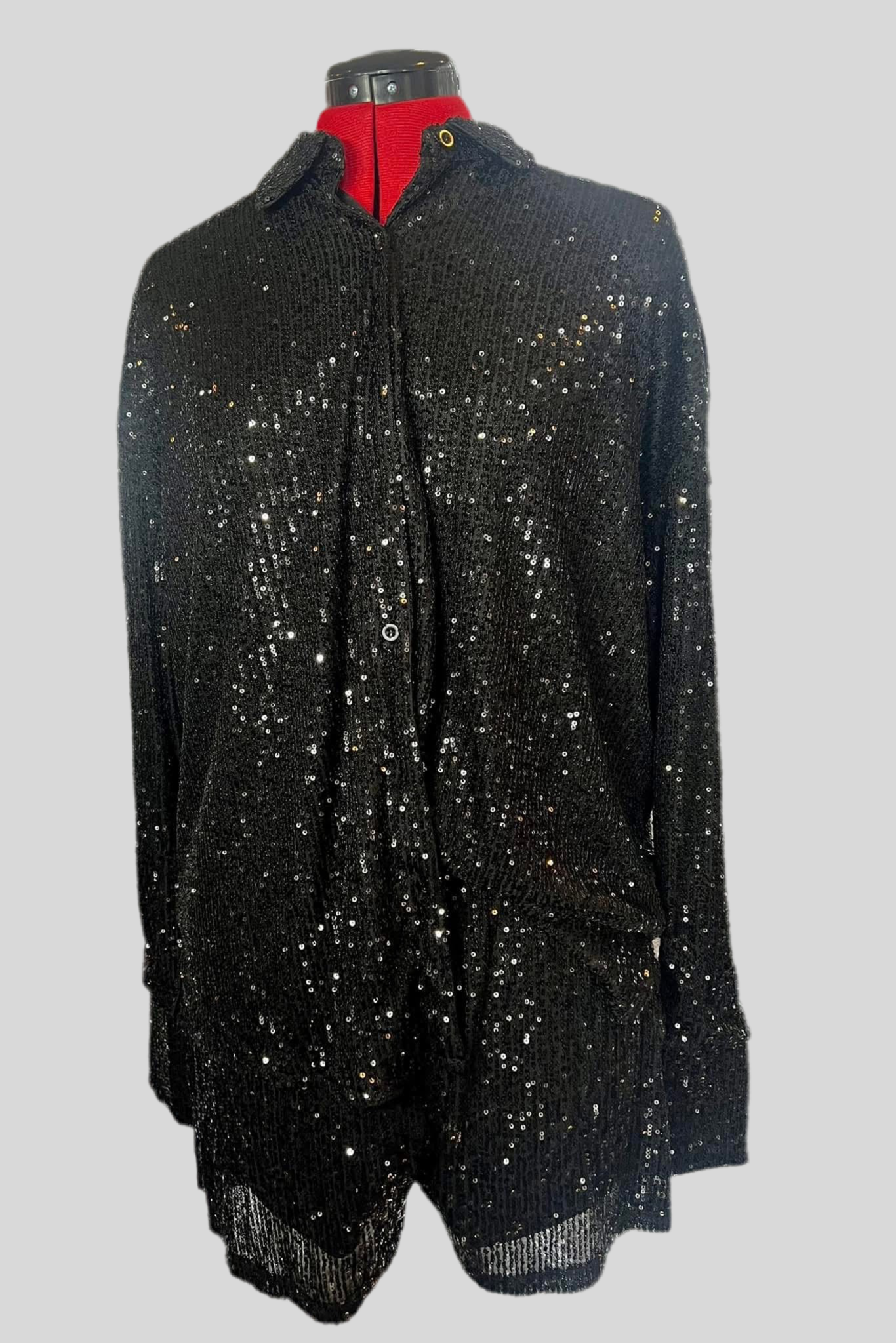 Sequin Button Down Shirt and Short Set