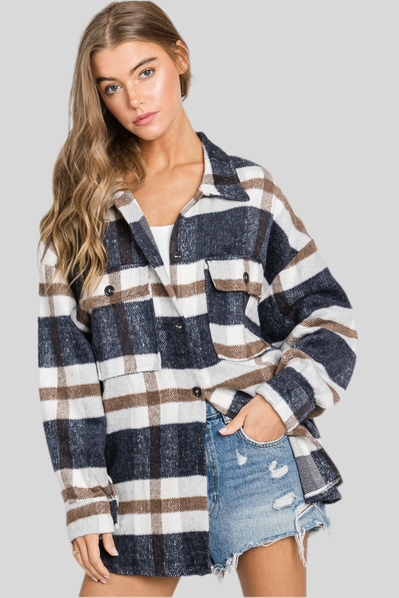 OVERSIZE PLAID FLANNEL SHIRT JACKET SHACKET