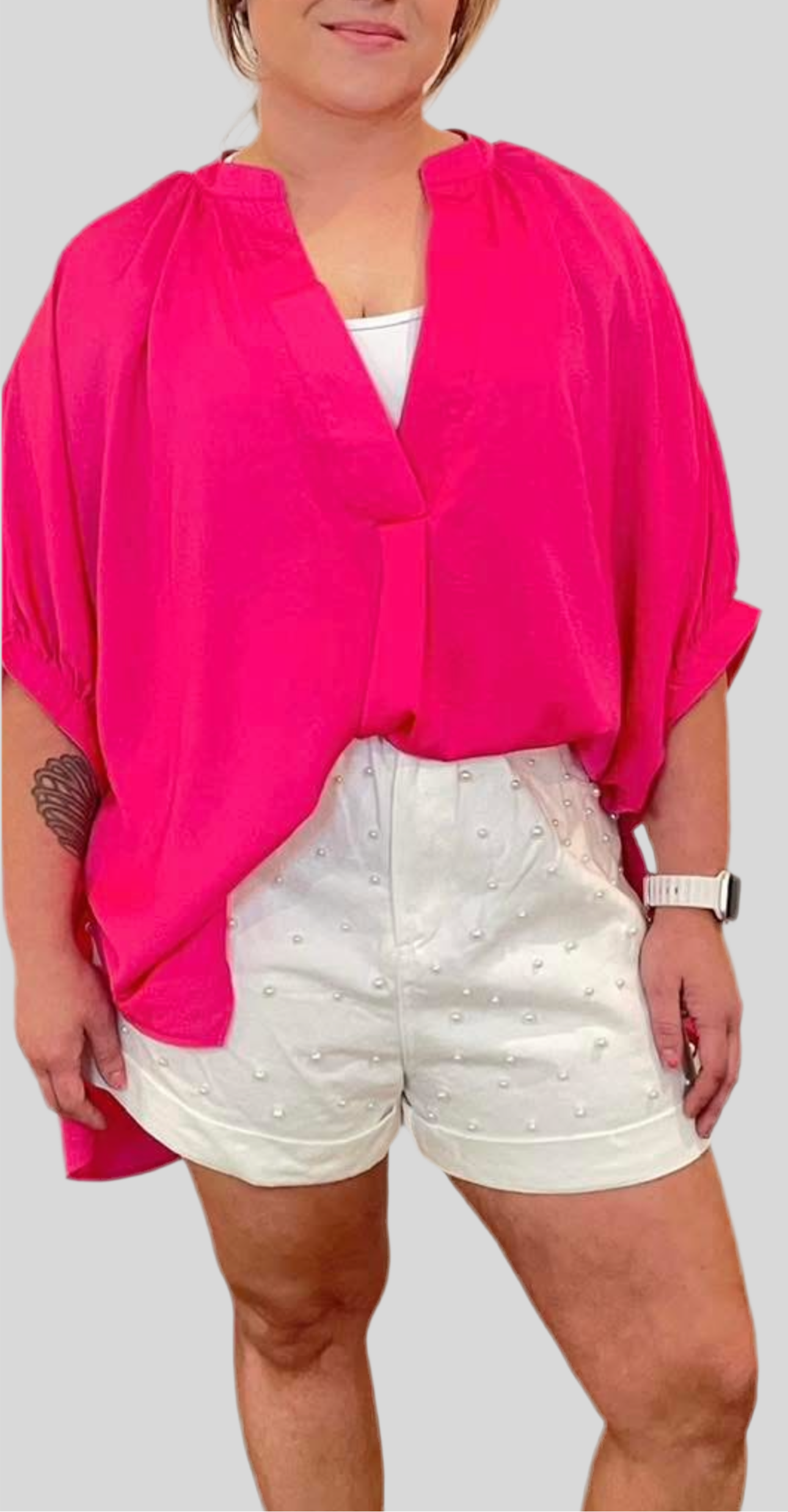 Twill Paper bag shorts with Pearl Trim