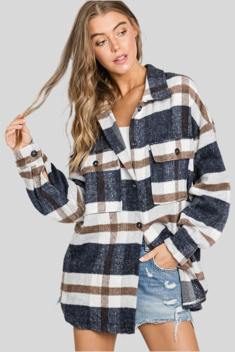 OVERSIZE PLAID FLANNEL SHIRT JACKET SHACKET