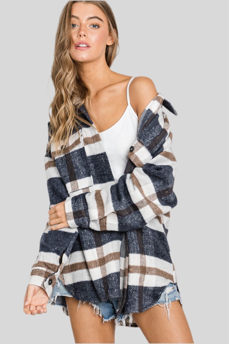 OVERSIZE PLAID FLANNEL SHIRT JACKET SHACKET