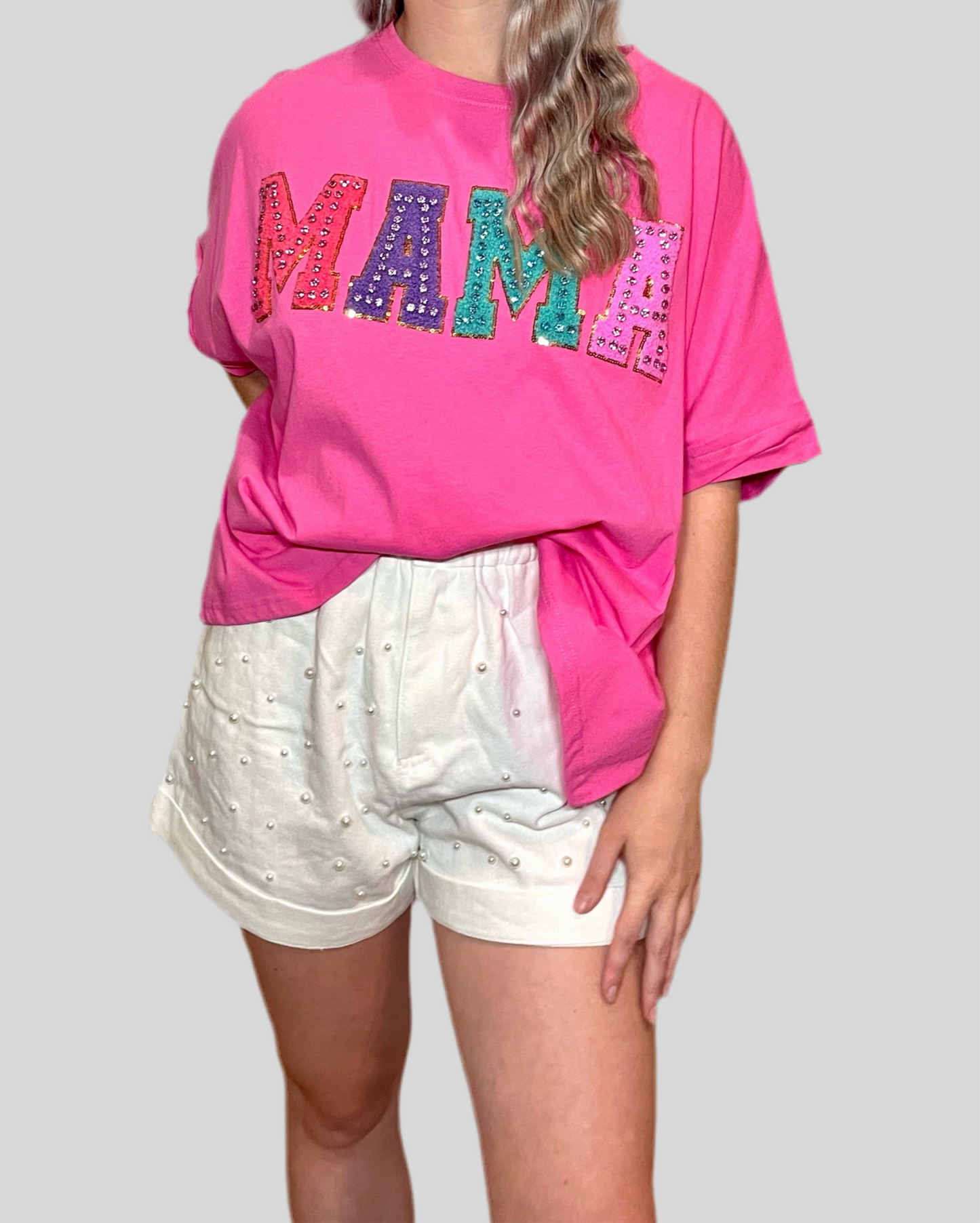 Twill Paper bag shorts with Pearl Trim