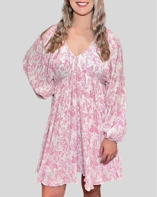 Pink Floral Flowy Dress