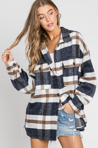 OVERSIZE PLAID FLANNEL SHIRT JACKET SHACKET