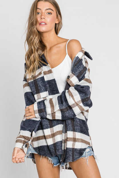 OVERSIZE PLAID FLANNEL SHIRT JACKET SHACKET