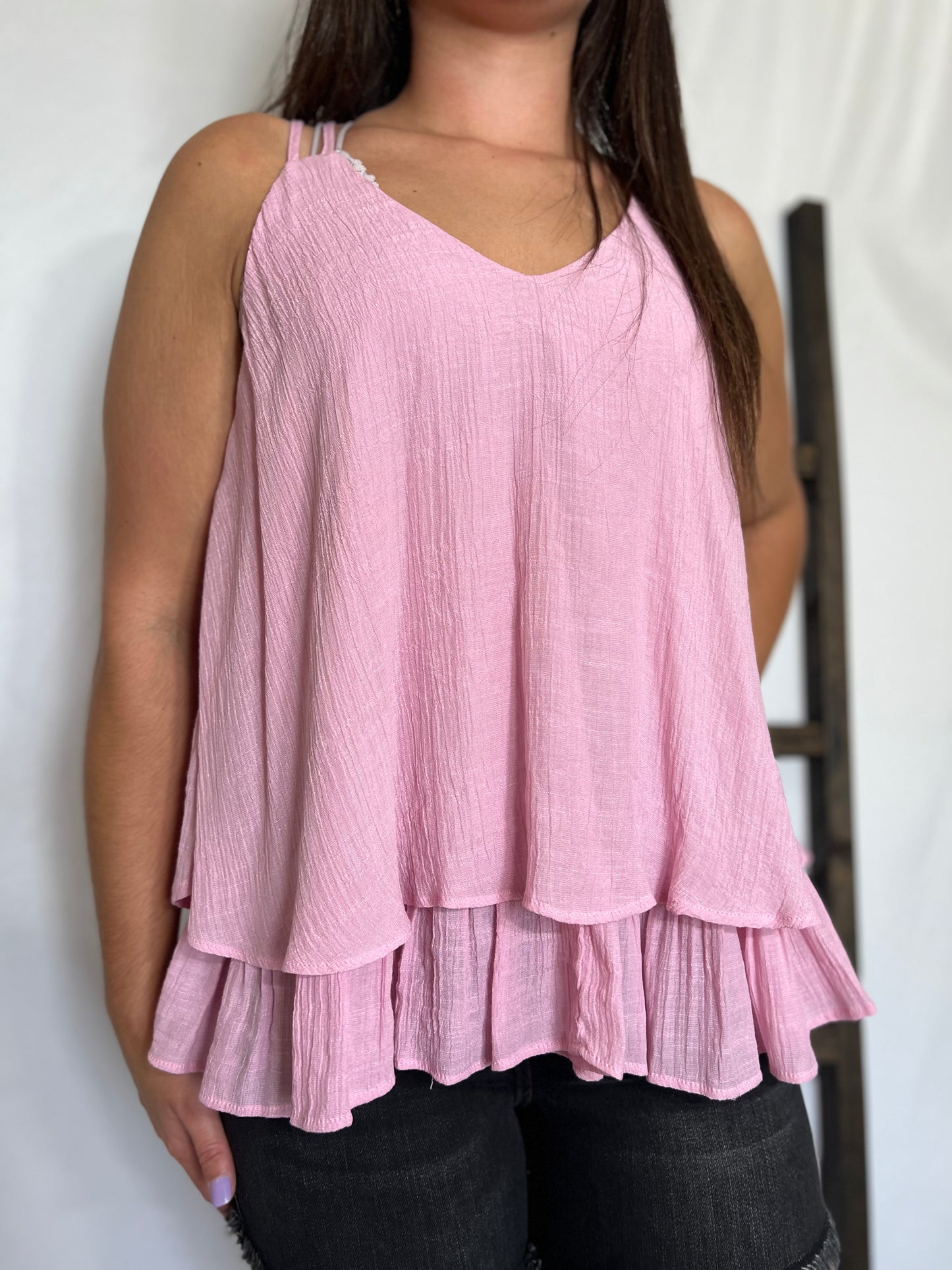 Pink Double Layered Sleeveless Top