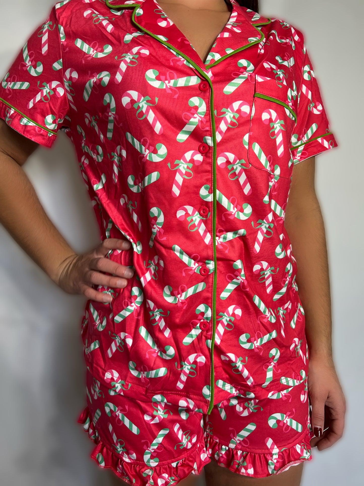 Christmas Candy Cane Print Pajamas