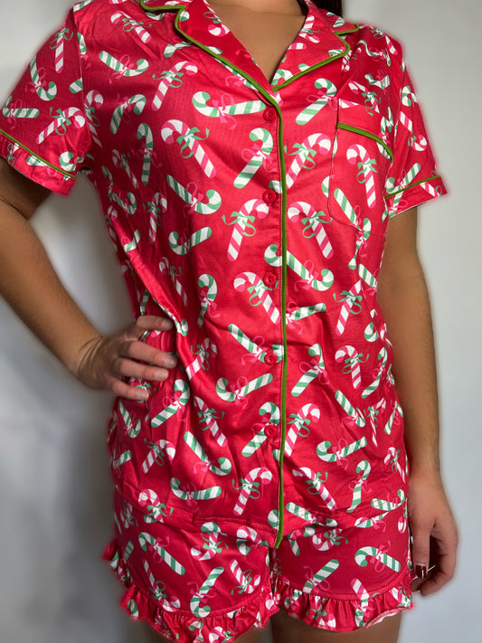 Christmas Candy Cane Print Pajamas