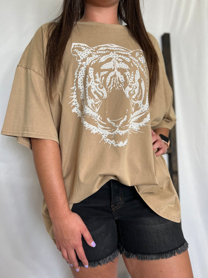 Tiger Head Acid Wash T-Shirt