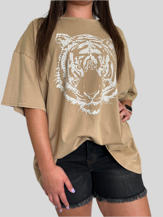 Tiger Head Acid Wash T-Shirt