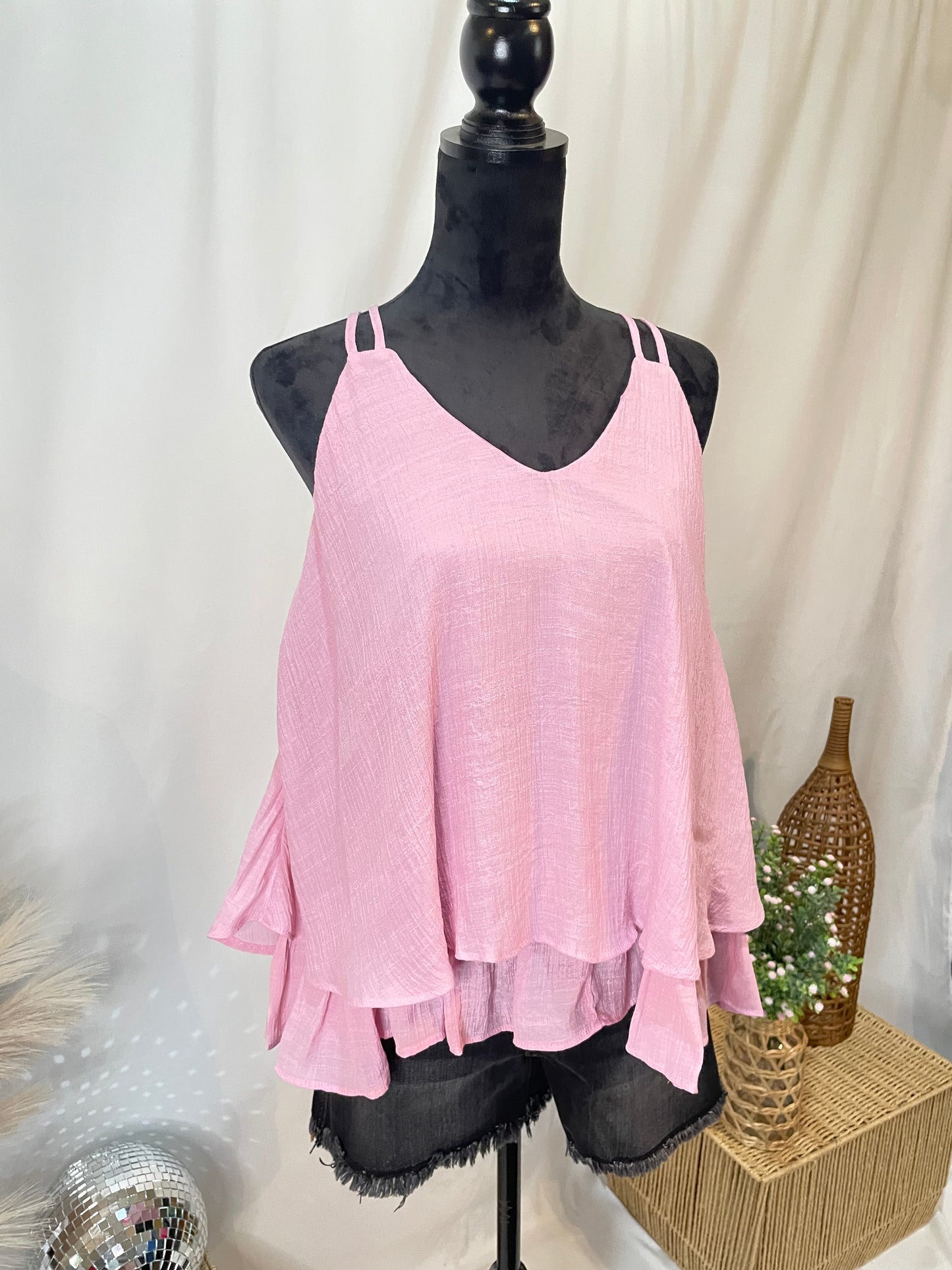 Pink Double Layered Sleeveless Top