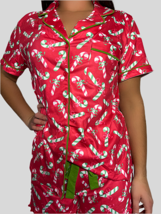 Christmas Candy Cane Print Pajamas