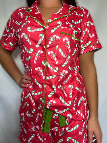 Christmas Candy Cane Print Pajamas