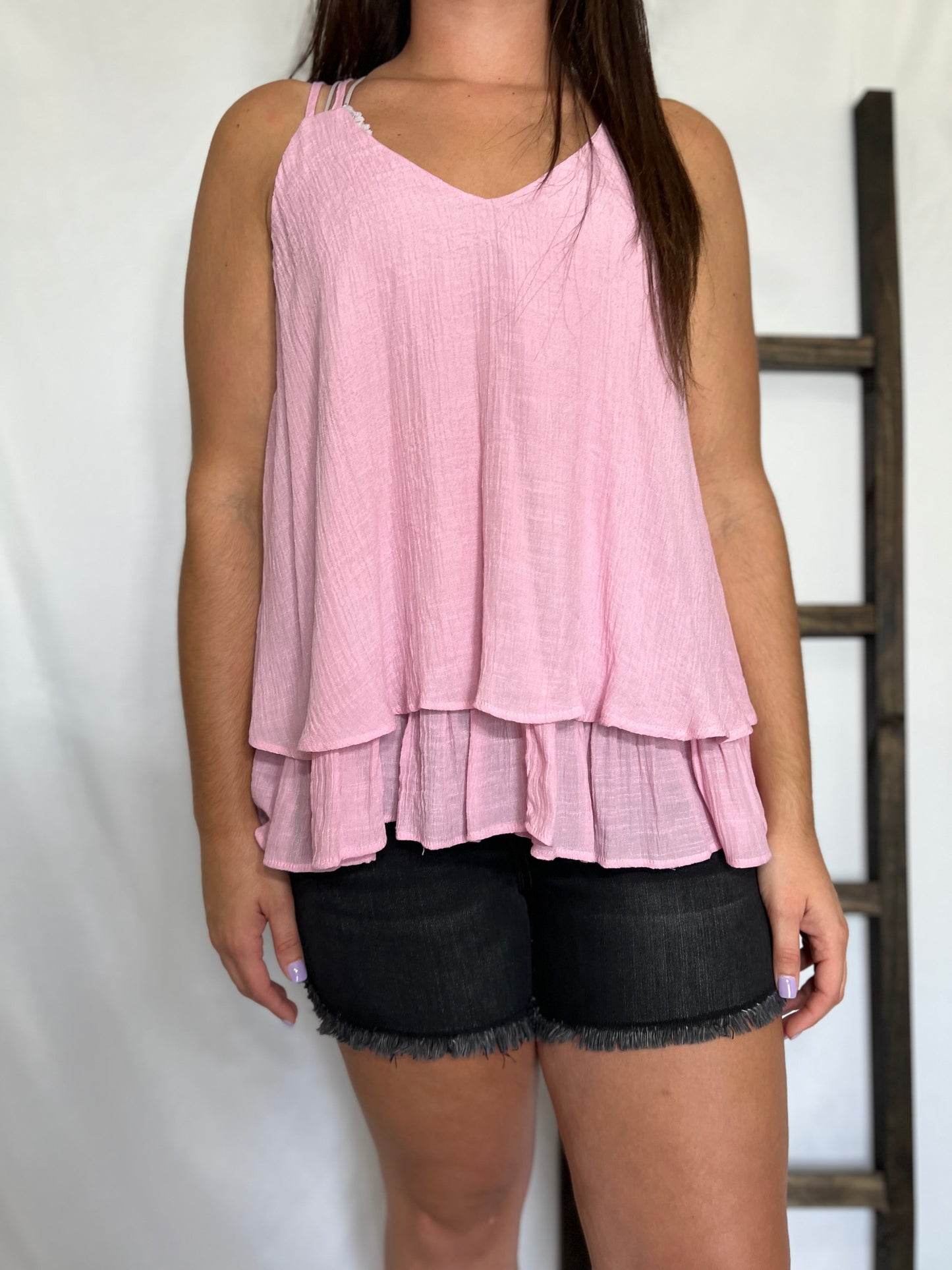 Pink Double Layered Sleeveless Top