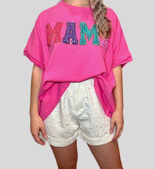 Twill Paper bag shorts with Pearl Trim