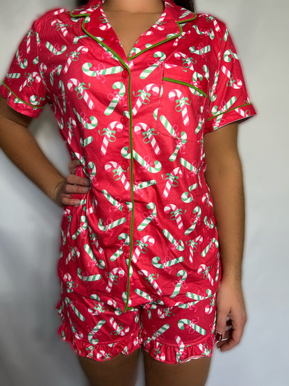 Christmas Candy Cane Print Pajamas